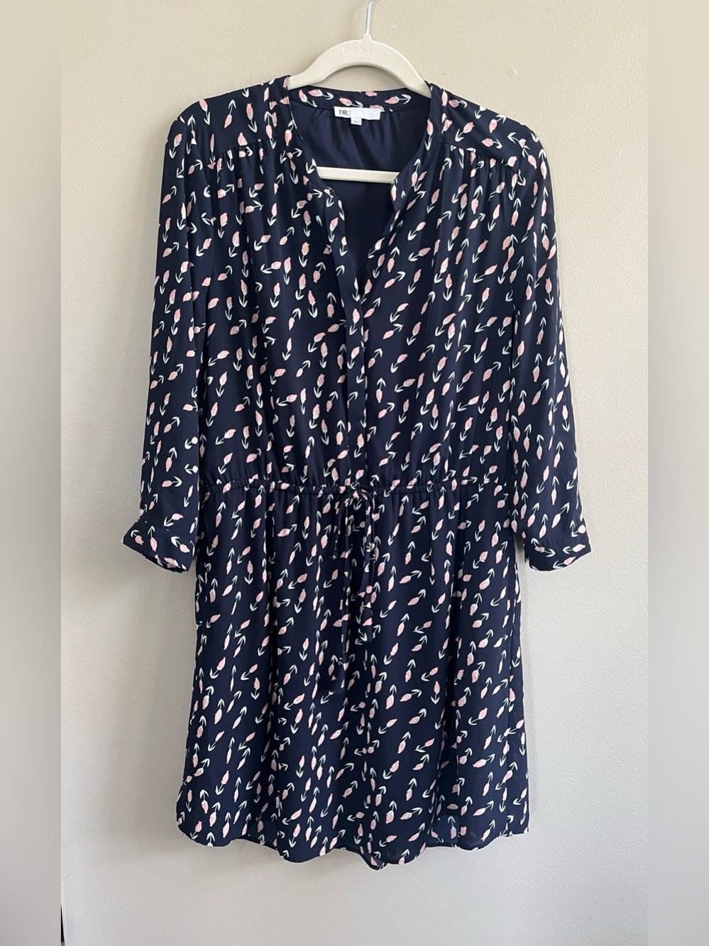 DR 2 navy and pink tulip print mini dress size Large